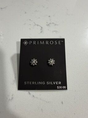 Sterling Silver Flower Stud Earrings - Silver